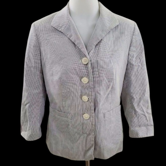 Brooks Brothers Seersucker Cotton Stripe Blazer Jacket Sz 6 Women - Picture 7 of 9